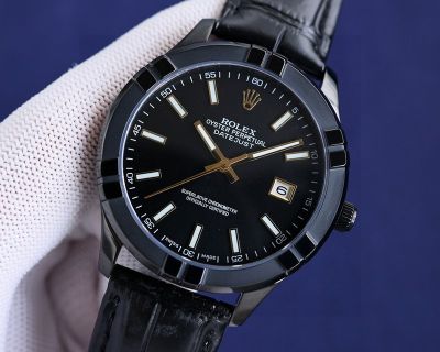 Rolex Datejust 9015 Movement 40mm 316L Steel 48H Black/White Face Calfskin Leather Band Watch